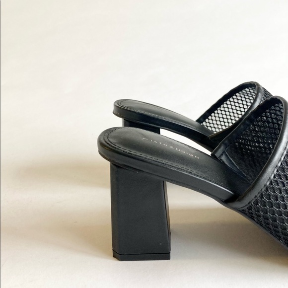 14TH & Union Black Fabric Leather Square Toe Heel Sandals size 8.5 - Picture 4 of 15